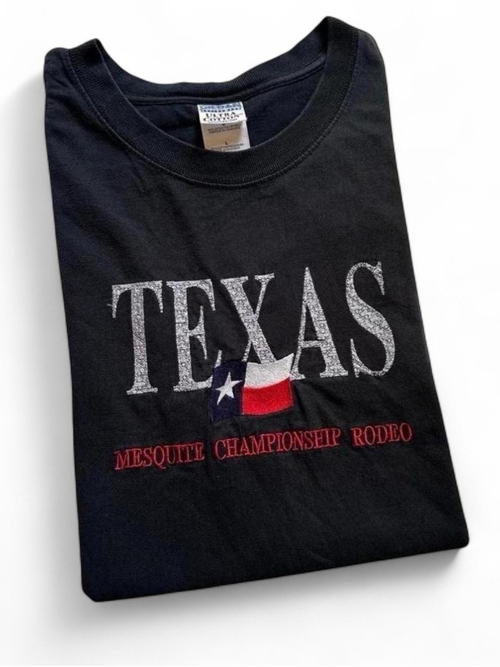 Vintage 1990s Texas Mesquite Championship Rodeo Black Graphic Tee L